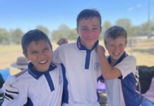 Junior cricketers on the home pitch